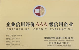 雙重認證！公司榮膺中國對外承包工程與對外勞務合作AAA級信用企業殊榮